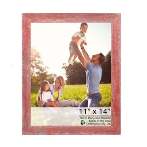HomeRoots 386497 11 x 14 in. Rustic Farmhouse Red Wood Picture Frame