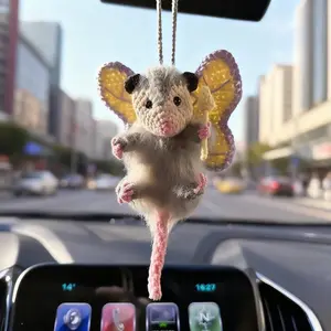 Cute Possum RearView Mirror Accessory Crochet Opossum, Car Mirror Hanging Accessories, Car Ornament, House Decor, Crochet Hanging, Car Charm