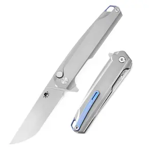 KLAKEN B02 FARN, Titanium Handle 14C28N Blade EDC Folding Pocket Knife With Button Lock Survival Tools Survival Gear