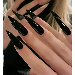 Witchy Witchy - Medium Stiletto Black Nail Design