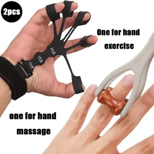 2pcs Trigger Finger Relief Set, Hand Muscle Strengthening, Finger Massage + Stretch Combo, Includes Dual-Sided Roller, Wrist Support Strap