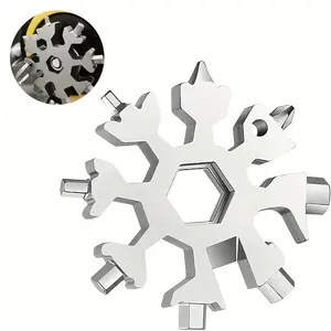 Snowflake Multi-Tool, 1 Piece Silver Hex Wrench Key, Universal Socket Tool for Home Repair, Furniture Assembly, and Emergency Repairs, Compact Pocket-Sized Star-Shaped Wrench, Durable Chrome Vanadium Steel, Portable Hand Tool for Men and DIY Enthusiasts
