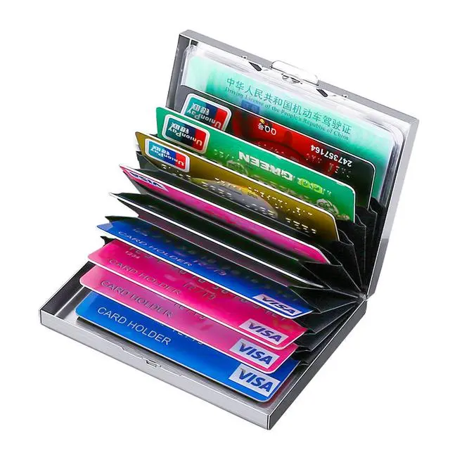 Men's metal card bag, outdoor leisure sports stainless steel anti-theft, compact and convenient with 6 additional card slots