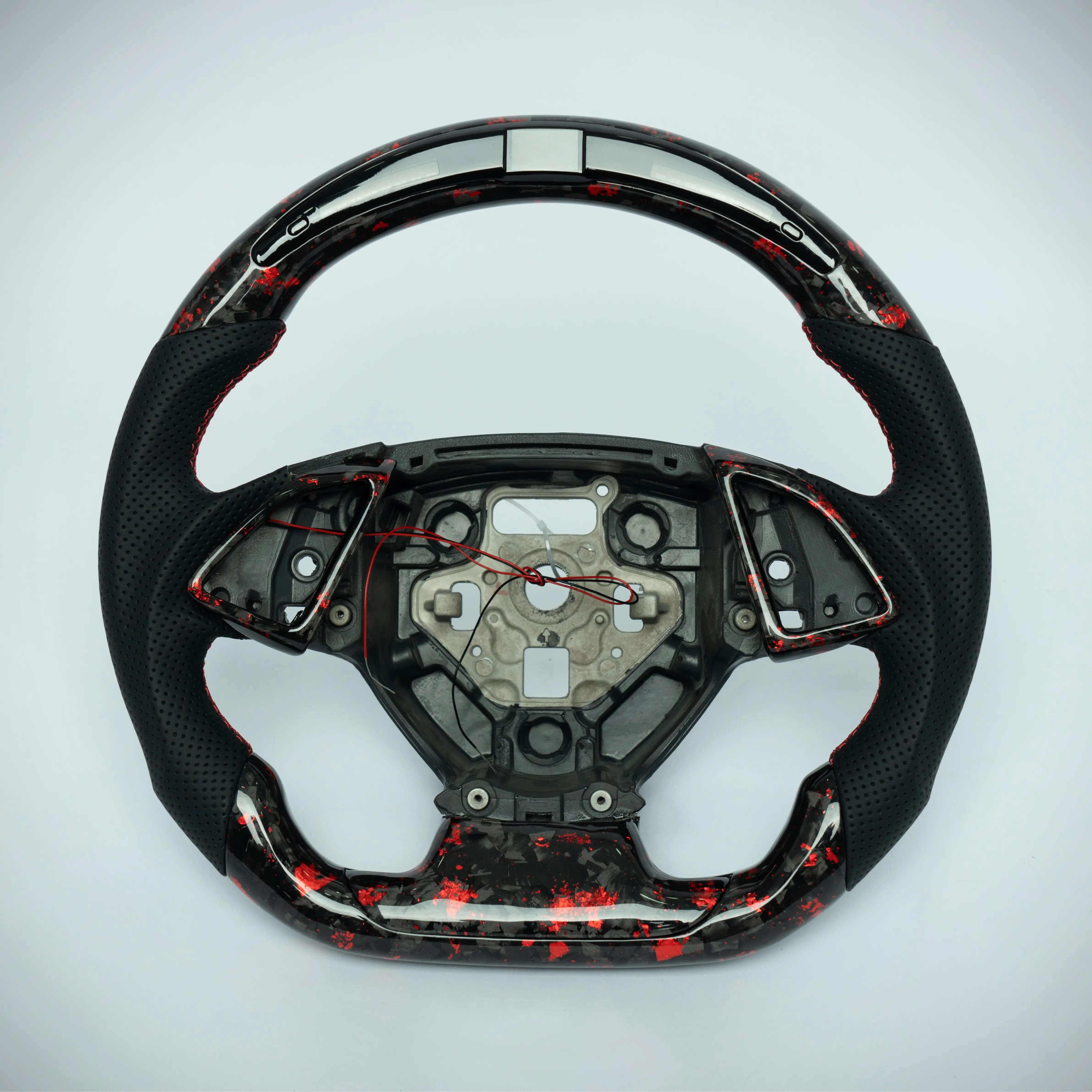 Forged Carbon Fiber Steering Wheel with Red Accents - Perfect Fit for 2016-24 Gen 6 Camaros, Car Accessories Interior with Modern Touch, Sleek Auto Part