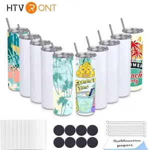 HTVRONT 8 Pack 20 OZ Sublimation Tumbler Blanks Skinny Straight in Bulk, Stainless Steel Insulated Sublimation Tumbler