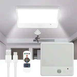 LED Ceiling Lights With Motion Sensor Automatically Activates Ceiling Lamp 3 Colors Rechargeable Night Light For Bathroom Stair Loft Garage Lighting