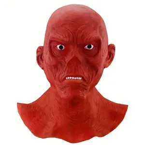 Spooky Skull Mask for Halloween - Full Face Balaclava, Red Hood Helmet Costume Accessory