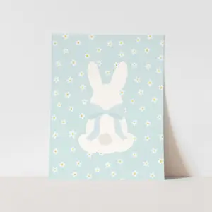 {Blue Bow} Bunny Art Print