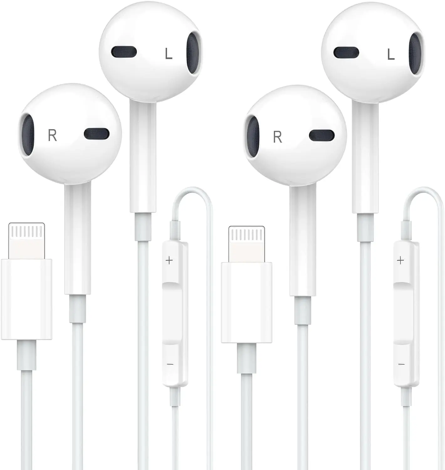 2 Pack Wired Earbuds for iPhone with Microphone & Volume Control, Noise Cancelling Earphones Compatible with iPhone 14/13/12/11/XR/XS/X/8/7/SE/Pro Max, In-Ear Headphones for iOS Devices