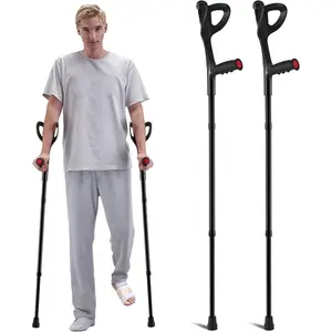 VEVOR Forearm Crutches for Adults, Folding Walking Forearm Crutches with 10 - Level Adjustable Height, Lightweight Aluminum Medical Crutches with Open Cuff for Leg Injury Surgery Disabled, 1 Pair 350LBSVEVOR Super Brand Day
