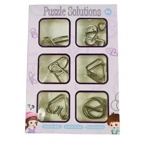 9-Link Puzzle Unlocking Ring Set, Brain Teaser Toy, Eye-Hand Coordination, Intellectual Training, Metal Lu Ban Lock, Party Gift Filler