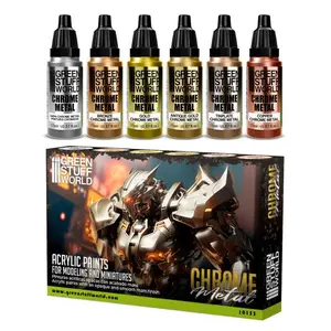 Green Stuff World for Models &  Miniatures Chrome Paint Set 10133