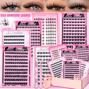 3-in-1 Self-Adhesive Lash Clusters Kit  3 Ways to Wear (24Hto 96H+ Hold) | DIY Wispy Lash Clusters with Bond&Seal |Reusable Pre-Glued Lash Extension Kit