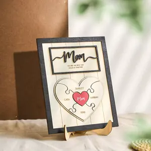 Personalized Mother's Day Puzzle Gift – 'You Are the Piece That Holds Us Together' | Custom Wooden Sign with Names for Mom & Grandma, 3 Layered