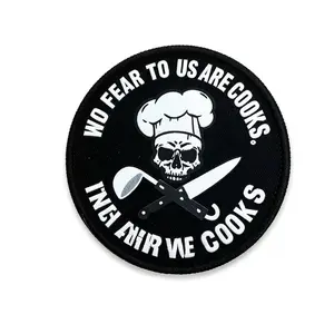 Round Embroidered Hook & Loop Patch, Black Removable Magic Tape Patch, Sewn Edge Decorative Patch for Backpack Hat Jacket Outdoor Gear outdoorfun