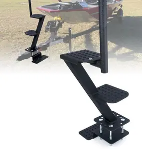 Heavy-Duty Boat Trailer Steps with Handle - 3-Step Non-Slip Surface, Universal Fit for Trailer Tongue Access, 400 lbs Load Capacity