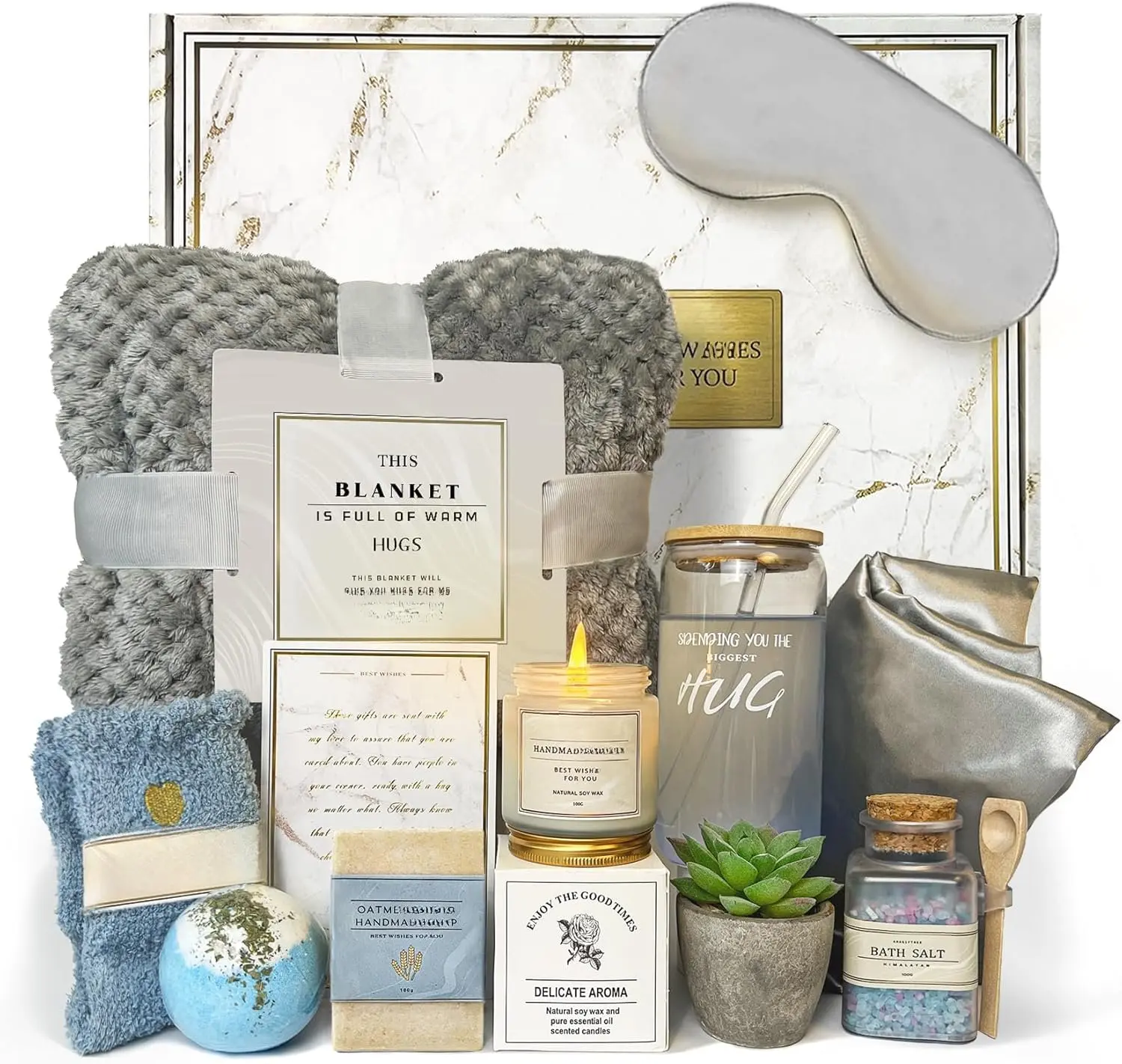 Get Well Soon  Baskets For Women,12PC Get Well Gifts for Women After ,Birthday Gifts,Care Package,Grief Gifts,Sympathy Gifts,Condolences  Basket (grayish)