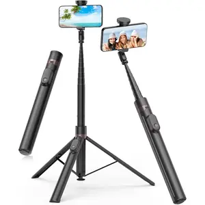 Automatic Tripod,Auto-Open Phone Tripod Stand with Magnetic Rechargable Remote,Selfie Stick Tripod 360 °   Vertical & Horizontal Rotatable,Stable Travel Tripod for iPhone/Android(Black) Cellphone Smartphone