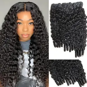 Karlami Hair Burmese Curly Bundles With Closure Loose Deep Wave Bundles Human Hair Brazilian Virgin Human Hair Bundles Straight 3/4 Bundles Body Wave Human Hair Full and Thick Natural Black Color Curly And Closure
