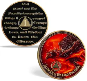 1-5 Year Sobriety Coin -Fireboen Eagle Recovery Medallion with Serenity Prayer | Powerful Sobriety Gifts for Women & Men | 12-Step AA Token for Milestones