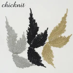 CHICKNIT 3 gold silver black Guipure lace Embroidery Leaf applique accessories DIY lace collar lace fabric patch JA20