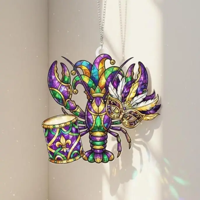 Louisiana Crawfish Acrylic Suncatcher, Mardi Gras, Festival Gift, New Orleans Decor