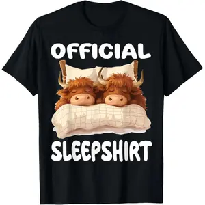 100% Cotton Scottish Highland Cow Official Sleepshirt Pajamas Nightgown T-Shirt