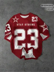 Men's Football Jersey T-Shirt Royal Blue Number 23, Casual Sports Style, Breathable Athletic Top, Breathable Knit Fabric, Round Neck Short Sleeve Tee, Sports Clothing