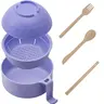 MIUVA 6-Piece Adult Ramen Bowl Set with Cutlery (Chopsticks, Spoon), Filter Cover, Dust-Free Chop Rack - BPA-Free, Dishwasher-Safe, Microwave-Safe Eco-Friendly PP Materials - Quick Tableware Value Pack for Busy Individuals, Thanksgiving, Christmas Gifts