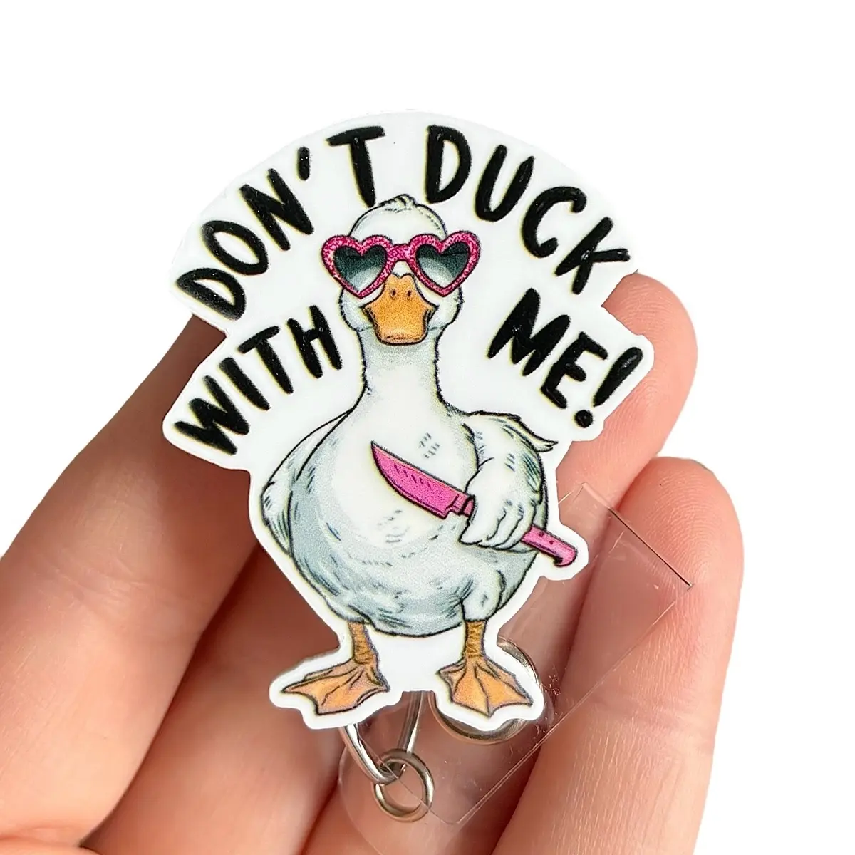 Glitter My Badge Silly goose funny badge reel for nurse and hospital workers. Badge clip Badge pull - Retractable swivel clip with a 360 rotation. Great gift for coworker.