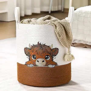 Pink Laundry Basket Hamper Coquette Laundry Basket Embroidered Cotton Rope Pink Hamper 15 x 17.7 Inches Toy Box Large Coquette Decor Teen Girls Room for Clothes Organization