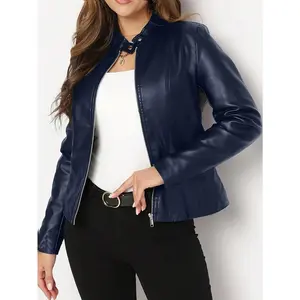 Womens Faux Leather Motocross Racer Jacket
