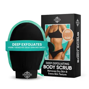 Dermasuri Exfoliating Glove - Korean Bath  Scrubber Glove, Keratosis Pilaris Treatment, Self Tanner Mitt, Ingrown Hair Solution - Shower Self Care Products for Women & Men (1 Pack)