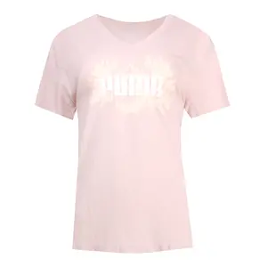 PUMA Womens In Full Bloom Crew Neck Short Sleeve Casual Tops Casual - Pink