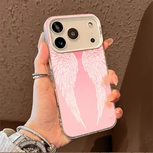 White Angel Wings Dreamy Pattern TPU  case for iPhone 17 Air 16 Pro Max 15 14 Plus 13 12 11 XR XS  imple and stylish camera protection  Anti-Drop  Drop Protection Durable  Case. cherry blossom glitter cover Cute Iceberg Phone shockproof Cat Bow Phone Case