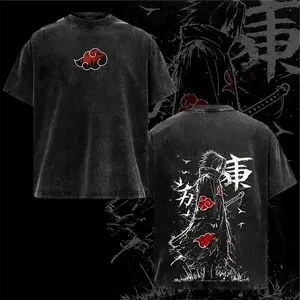Retro Heavy Limited Sasuke - Naruto Anime Double Printed Vintage Washed Tee Unisex Oversize Anime Manga Washed Heavyweight Cotton T-shirt, Gift for Anime Fan, Anime Lover Menswear Top Tshirt Streetwear Oversized Crewneck Tropical