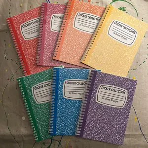 Colored Composition Sticker Notebook - 24 Double-Sided Sheets, 7 Colors Available