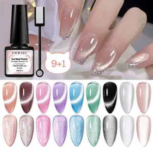 Magnetic Gel Nail Polish Set with Magnetic Stick, Soak Off UV LED Nail Varnish for Artistic Nail Design and Home Salon Manicures, Colorful Nail Products