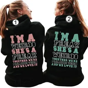 [Made in USA] Couple Matching Best Friend Hoodies I’m A Weirdo She’s A Freak, Casual Unisex Hooded Sweatshirt, Perfect Gift for Couples, Valentine’s Day, Outdoor Lovers