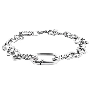 RYQEN Twisted Link TwistLuxe Elegance Bracelet Silver-Toned Sleek Copper Material Adjustable for Layering Women's Trendy Jewelry with Bold Snap Closure Christmas Gift