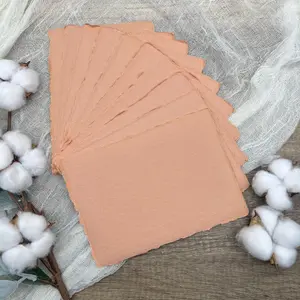 Coral Peach Handmade Cotton Paper (Set of 10)