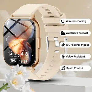 Smartwatch suitable for both men and women, 260 mAh battery, 1.83-inch HD screen, message notifications, Bluetooth calling, activity tracking, camera control, and customizable watch faces. Stylish wearable smart device.