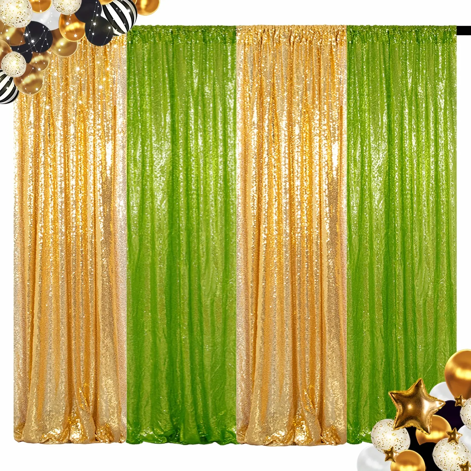Table Runners 4Panels/8Panels Sequin Curtains 2Ftx8Ft Olive Green Golden Sequin Backdrop for Party Wedding Birthday Stage Background Golden Theme for Party Decorations Christmas Backdrop Halloween Thanksgiving Celebration Backdrop Curtains (8Ftx8Ft/