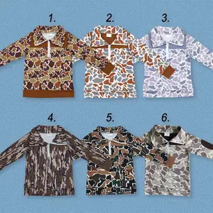 Boys' Camouflage Polyester Long Sleeve Quarter-Zip Pullover Hoodie - Casual Shirt, Hunting Season, Cozy Autumn Outdoor Adventure Top, Camouflage Hoodie