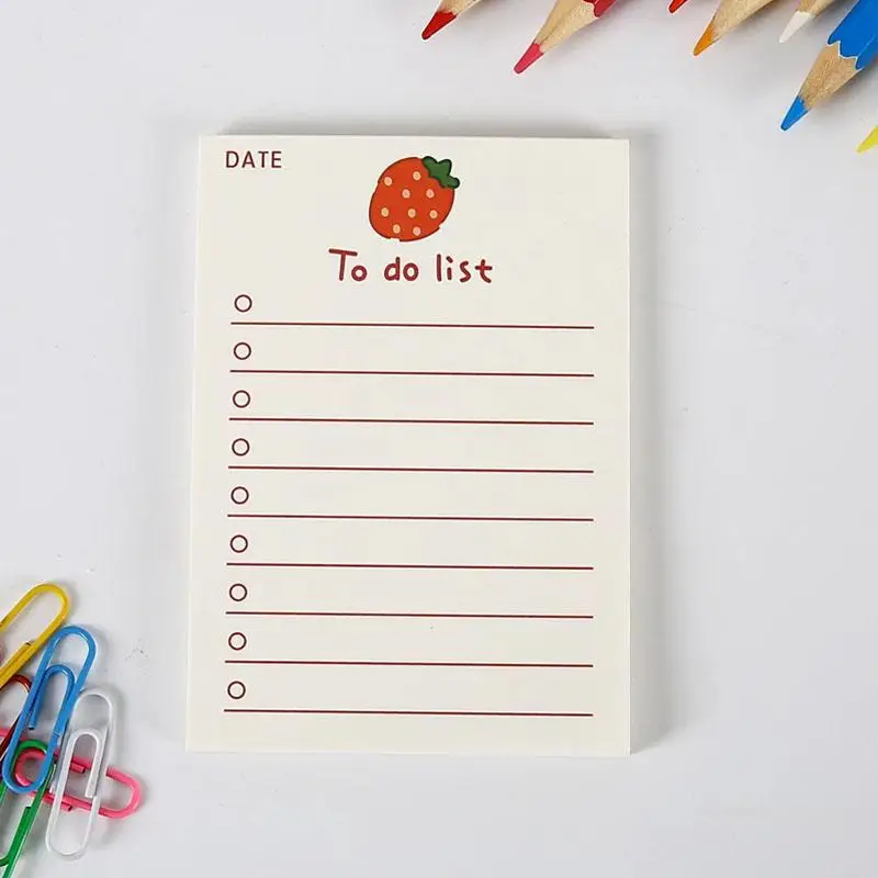 To Do List Sticky Note, 1 Count Cute Strawberry Pattern Sticky Note, Portable Memo Pads, Sticky Note Pads, Office Stationery Supplies
