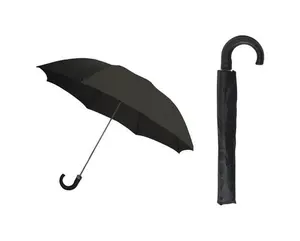 212 MAIN 48134 42 in. Black Nylon Umbrella with Foldable Canopy, Metal Frame, Auto-Open Function, Plastic Hook
