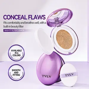 Foundation Powder Gel Moisturizing Full Coverage, Cushion Technology, 6 Color Options, Capacity 0.63 Oz Liquid, Suitable for All Skin Types