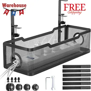 Under Desk Cable Management Tray Black