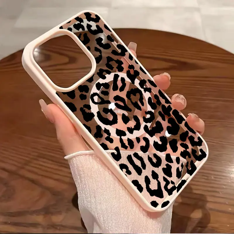 Innovative Full-Screen Black Leopard Pattern Magnetic Phone Cover for Iphone 17 16, 15  Max, 15, 14  Max, 13 , 12,  11, 15 Pro, 16 Pro Max, 7, 8, 13 , And XS Ma