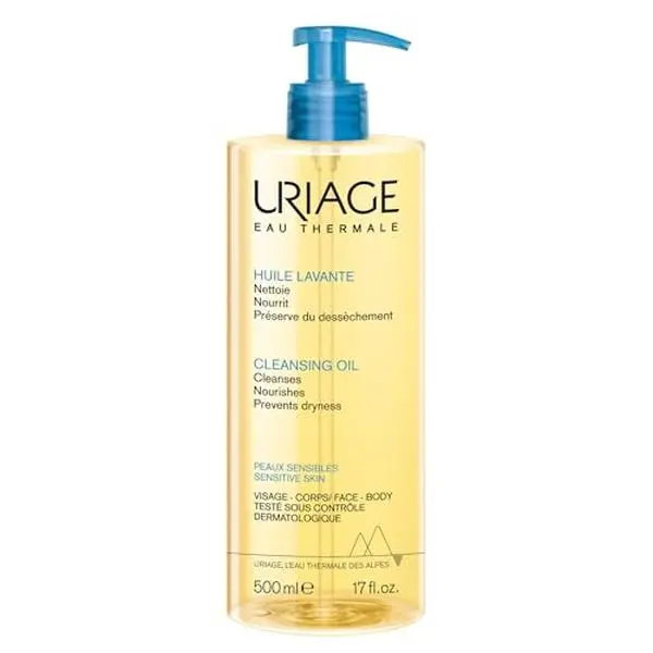 Uriage Shower Oil with Glycerin 25%, 2 in 1, Soap-Free | Gently cleanses & moisturizes, Foaming Shower Oil, Whole Family, Face & Body, Physiological pH, Sensitive Skin
